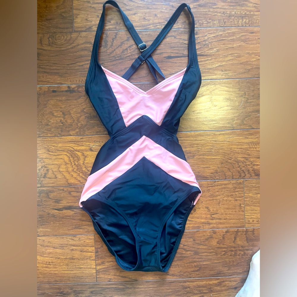 Michael Kors Black & Pink Bathing Suit Cut-Outs Size 8